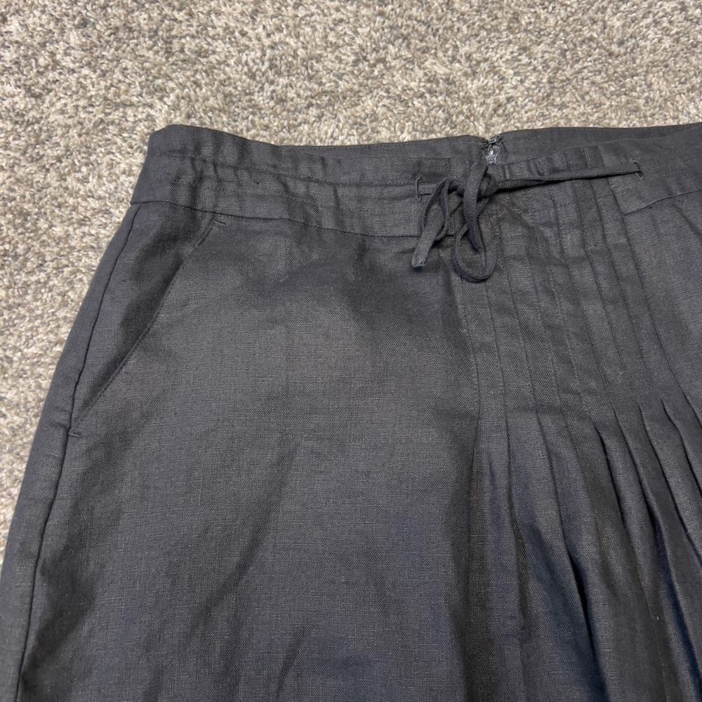Orvis Black 100% Linen Pleated A-Line Skirt Lined Size 16 Costal Grandma Capsule - Picture 5 of 8